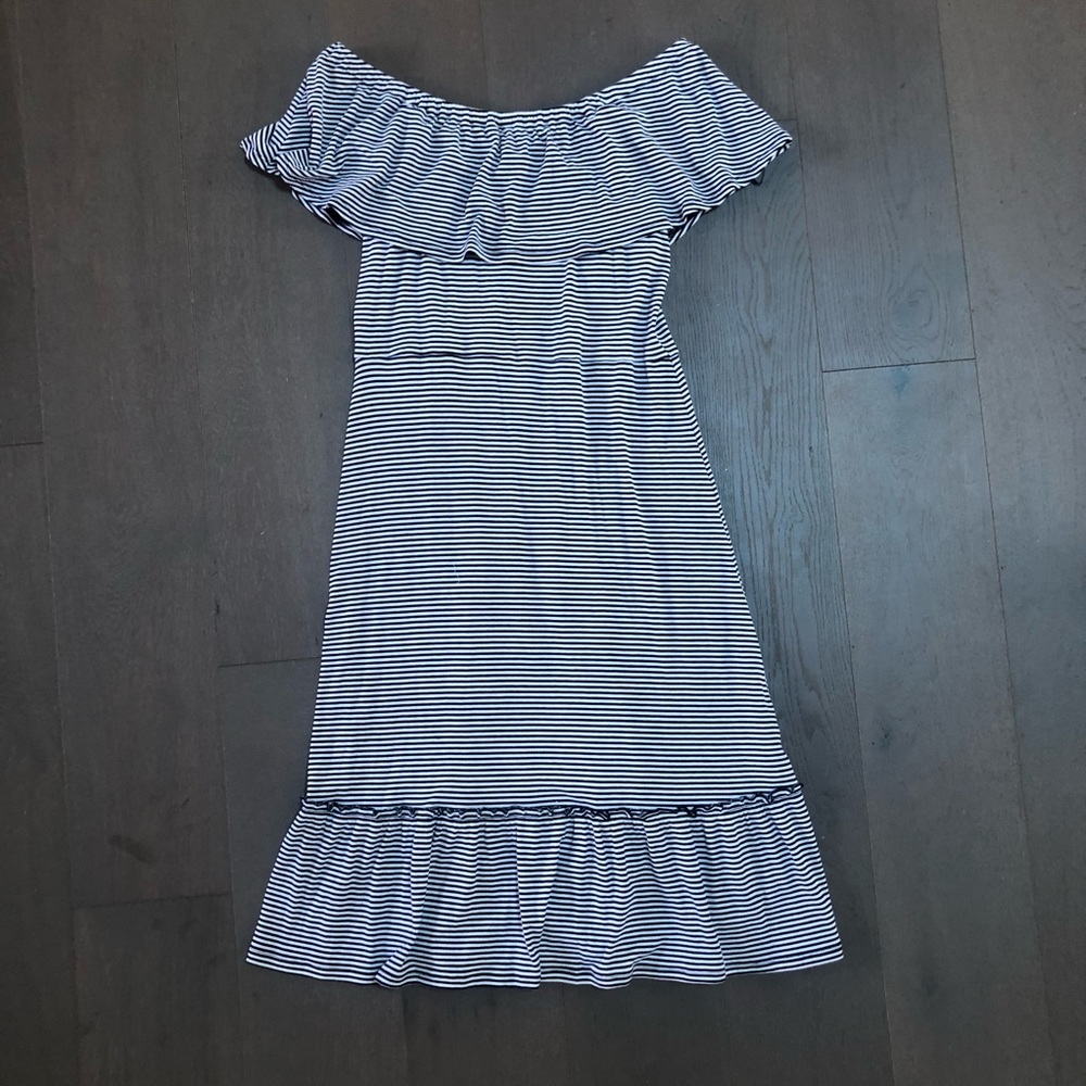 Michael Kors Striped Off the Shoulder Dress - Picture 2 of 6